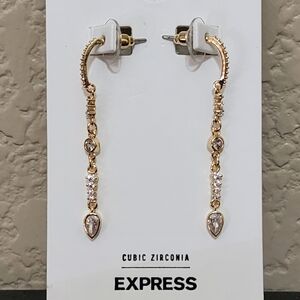 Express Gold Rhinestone dangle earrings NWT